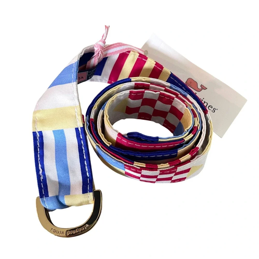 Vineyard Vines D-Ring Belt Women M Nautical Signal Flag Multi Preppy Silk 42.5in